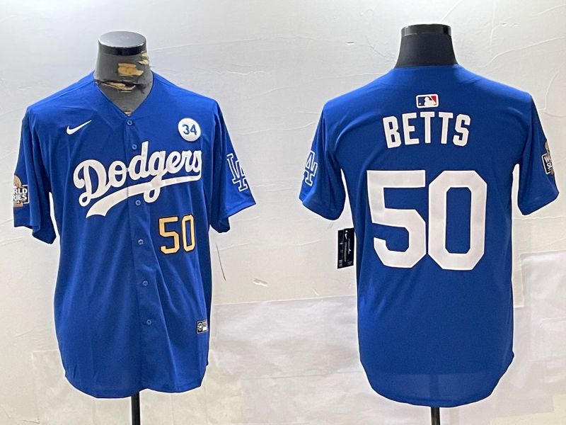 Men Los Angeles Dodgers #50 Betts Blue Game 2024 Nike MLB Jersey style 11201->los angeles dodgers->MLB Jersey